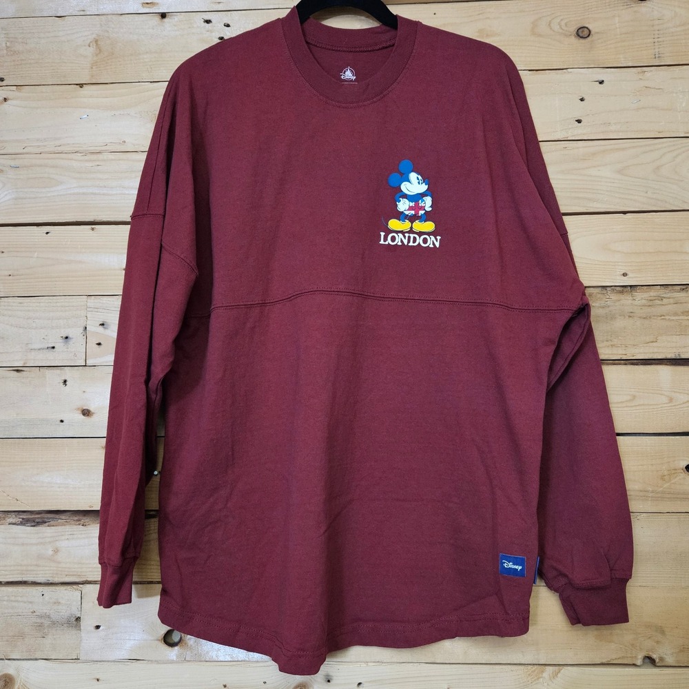 Disney Spirit Jersey London UK Hello Mate Mickey Mouse Burgundy Shirt M